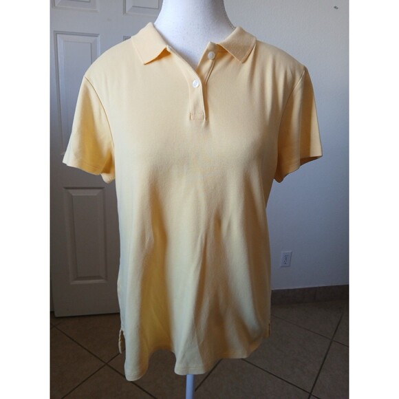 CROFT & BARROW Womens Yellow Classic Polo Medium Short Sleeve Classiccore Preppy - Picture 1 of 13